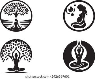 Meditation Yoga icon silhouette vector Illustration