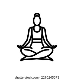 Icono de Yoga meditación. Signo vectorial simple aislado en fondo blanco.