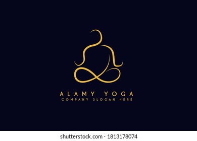 Meditation Yoga Logo design. Vector health and care logo illustration isolated on blue background