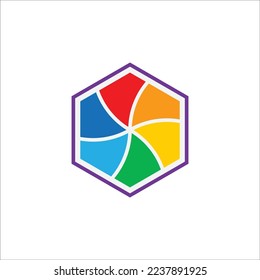 meditation and yoga logo with seven colors of aura energy