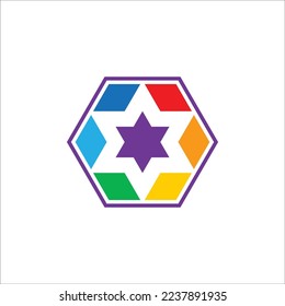 meditation and yoga logo with seven colors of aura energy