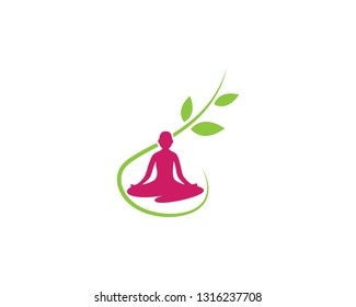 Meditation yoga logo template vector