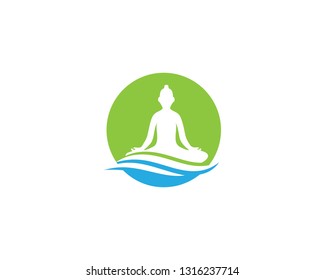 Meditation yoga logo template vector