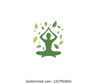 Meditation yoga logo template vector