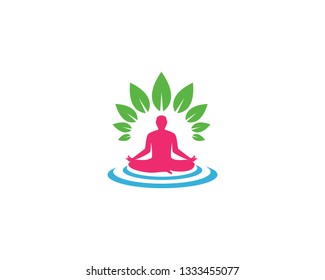 Meditation yoga logo template vector icon design