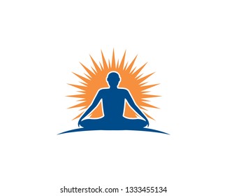 Meditation yoga logo template vector icon design