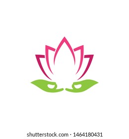 Meditation yoga logo template vector icon design