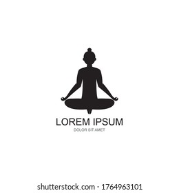 Modelo de logotipo de yoga meditación diseño de icono vectorial