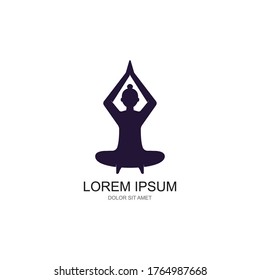 Modelo de logotipo de yoga meditación diseño de icono vectorial