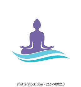 Meditation yoga logo template vector icon design
