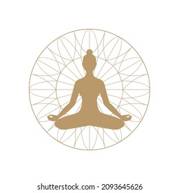 Meditation, yoga, lotus, symbol, logo, icon. Vector illustration 