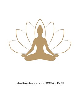 Meditation, yoga, lotus, symbol, logo, icon. Vector illustration 
