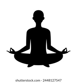 meditación yoga hombre silueta Vector logo icono Clipart