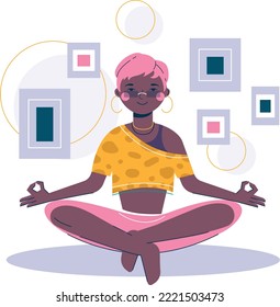 Meditation yoga pose lotus. Vector illustration