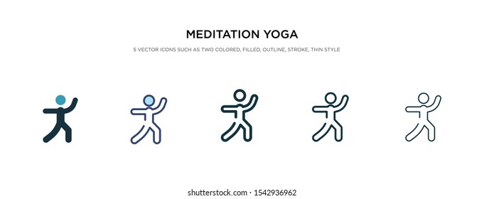 meditation yoga posture icon in different style vector illustration. two color and black meditation yoga posture vector icons designed in filled, outline, line and stroke style can be used for