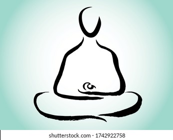 Meditation, yoga, prayer, icon, logo, simple line design, hand drawn, Vector