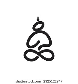 Meditation yoga simple logo design with logo icon line outline . logo design template