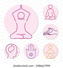 meditation and yoga symbols set