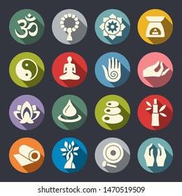 Meditation and yoga vector icon set