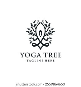 Meditation yoga wellness with plant tree natural logo design inspiration