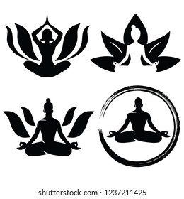 Meditation Yoga Zen Lotus Logo Design Stock Vector (Royalty Free ...