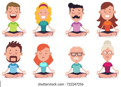 Mindfulness Meditation Cartoon Images Stock Photos Vectors Shutterstock Kisscartoon watch cartoon online free in high quality. https www shutterstock com image vector meditation young senior people engaged yoga 722247256