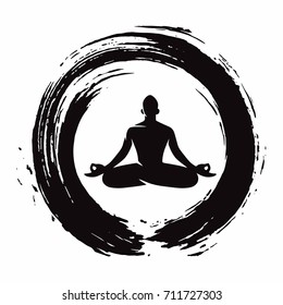 Meditation Zen Circle Vector Brush Illustration