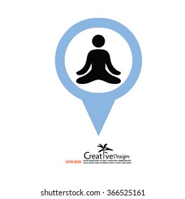 Meditation.meditation icon with map pointer.vector illustration.