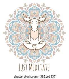 Meditative Animals series. Animal figures seated in the lotus position. Good for design of postcards, printed materials for those who are engaged in yoga. All figures are isolated.