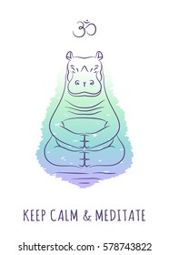 Meditative Animals series. Animal figures seated in the lotus position. Good for design of postcards, printed materials for those who are engaged in yoga. All objects are isolated.