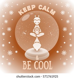 Meditative Animals series. Beaver seated, inside the snowglobe, in the lotus position. Good for design of postcards, posters, printed materials, especially for those who are engaged in yoga. 