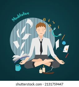 Meditative - Blue - Student Meditation Illustration