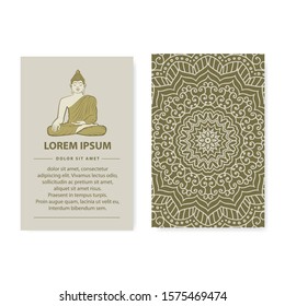 Meditative Buddha illustration as a part of vector invitation card template