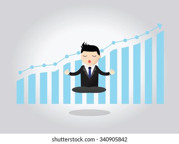 Meditative businessman is looking for the perfect business solution on rowing arrow as a concept of the success.