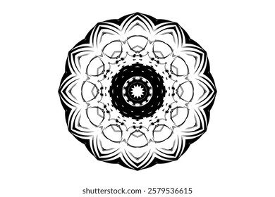 Meditative Mandala Art with Radiating Interlocking Shapes and Intricate Details	
