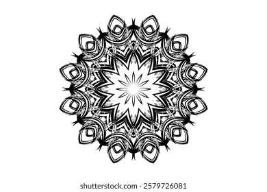 Meditative Mandala Design with Star Like Patterns and Plain Light Background	
