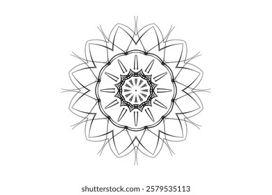 Meditative Mandala Illustration with Symmetrical and Intricate Details	
