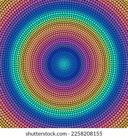 Meditative pattern with colorful circles. Psychedelic vector illustration in bright colors.