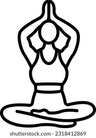 Meditative postures vector outline icon design, Healthy lifestyle symbol, Calisthenics sign, Circuit training equipment stock illustration, cross legs seated meditation pose concept