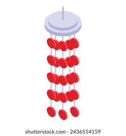 Meditative wind chime icon isometric vector. Indoor music decoration. Breeze tinkling jingles chain