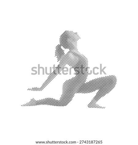 Meditative Yoga Pose in Halftone for Inner Peace and Balance