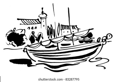 Mediterranean Boat Scene