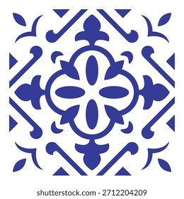 Mediterranean ceramic element motifs design. Decorative blue Mediterranean mosaic tile designs and tiles with floral and geometric motifs.