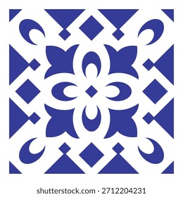 Mediterranean ceramic element motifs design. Decorative blue Mediterranean mosaic tile designs and tiles with floral and geometric motifs.