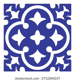 Diseño de elementos cerámicos mediterráneos. Azulejos y azulejos de mosaico mediterráneo azul decorativo con motivos florales y geométricos.