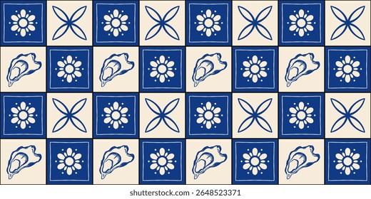 azulejos de cerâmica mediterrânica padrão sem costura. Azulejo arabesco. português, espanhol, turco, indiano, islâmico, decoração árabe. Ornamento nacional tradicional geométrico e floral. Ilustração vetorial.
