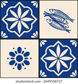 azulejos de cerâmica mediterrânica padrão sem costura. Azulejo arabesco. português, espanhol, turco, indiano, islâmico, decoração árabe. Ornamento nacional tradicional geométrico e floral. Ilustração vetorial.