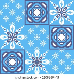 mediterranean ceramic tiles, spanish portuguese style, azulejo talavera vector illustration