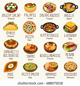 Mediterranean cuisine vector set