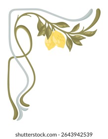 Mediterranean decorative corner with lemons. Art Nouveau style. Vector.